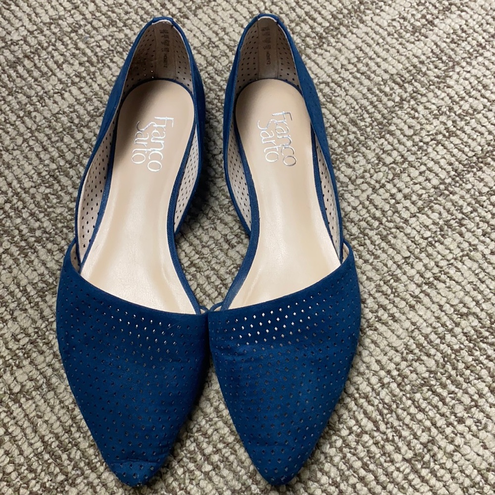 Franco Sarto navy blue pointed toe flat shoes
